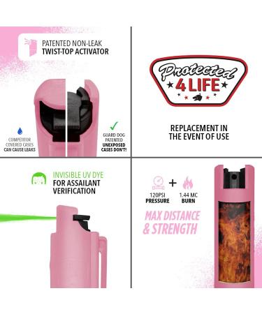 Guard Dog Security Quick Action Pepper Spray Keychain | Maximum Strength MC 1.44 | Made in USA | Light Pink - Buy Online on GoSupps.com
