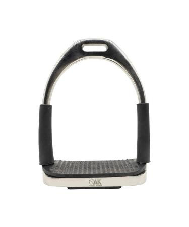 AK Folding Flexi Movable Stainless Steel Horse Riding Equestrian Stirrups with Black Tread (4.50 INCHES Silver) 4.50 INCHES Silver - Buy Online on GoSupps.com