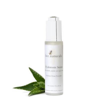 Hyaluronic Serum- 1oz- Hyaluronic Acid Ceramides Peptides and Algae Extract- Moisturize and Nourish skin- Encourage Collagen Growth- Reduce Fine Lines and Wrinkles- Cruelty Free- Bee Naturals