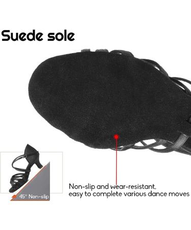 HIPPOSEUS Women's Latin Dance Shoes - Professional Ballroom Salsa Practice Shoes - Model DBCG802 - 2inch Heel - Black - Buy Online on GoSupps.com