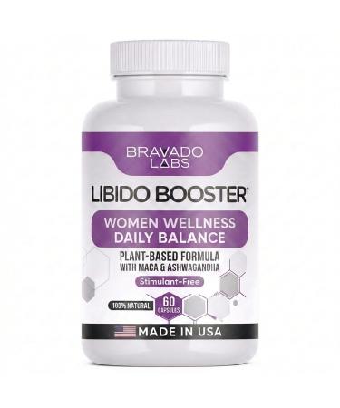 Bravado Labs Female Libido Booster for Women - Plant-Based Capsules for Daily Balance Focus & Wellness Drive Intimacy - Herbal Energy Supplement with Maca Root Ashwagandha Dong Quai - 60 ct