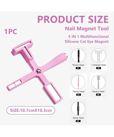 Goiern 5-in-1 Nail Magnet Tool - Magnetic Pencil for 3D Nail Art & Cat Eye Gel - DIY Nail Polish Set (Pink) - Buy Online on GoSupps.com
