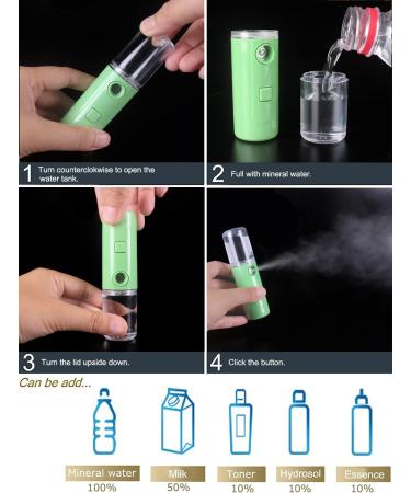 Nano Facial Mister Mini Portable Mist Sprayer USB Rechargeable - Hydrating Face Humidifier for Daily Makeup & Eyelash Extensions - Pink+Green - Buy Online on GoSupps.com
