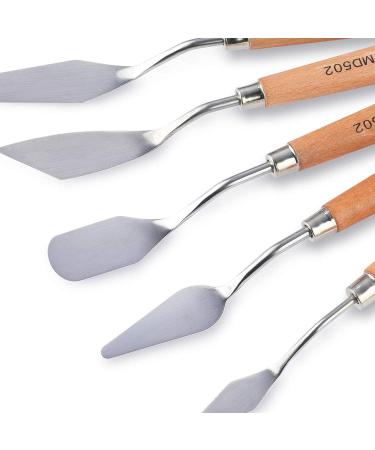 MEEDEN 5-Piece Stainless Steel Painting Knives Set with Wood Handle - Art Tools for Watercolor, Oil & Acrylic Paints - Buy Online on GoSupps.com