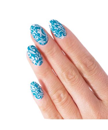 Glamsy nail film Maui Wowi " blue with white pattern nail wraps long adherence 24 self-adhesive ultra-thin nail foils in different sizes - Buy Online on GoSupps.com