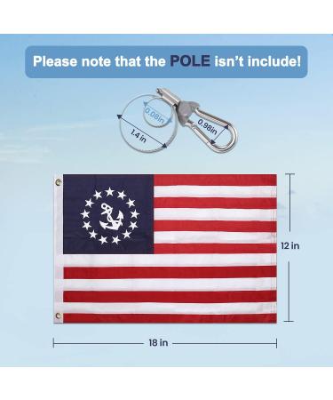 Affordura US Yacht Ensign Boat Flag 12x18 inch with 4 Clips and Brass Grommets - Buy Online on GoSupps.com