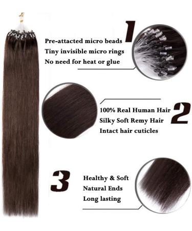 Rich Choices Micro Loop Human Hair Extensions 16 Inches Real Human Hair Extensions 100s 0.5g/Strand 50g Remy Straight Hair Durable Ring Beads #4 Medium Brown - Buy Online on GoSupps.com