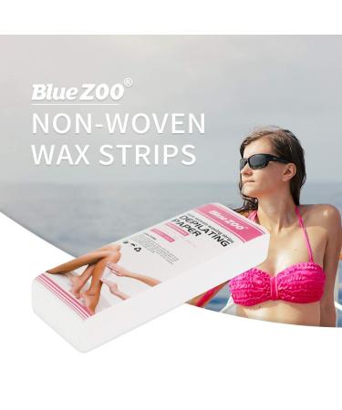 BlueZOO Wax Strips 100 Pack - Professional Salon Non-Woven Waxing Strips for Hair Removal - 7.9 x 2.8 Inches - Pink - Buy Online on GoSupps.com