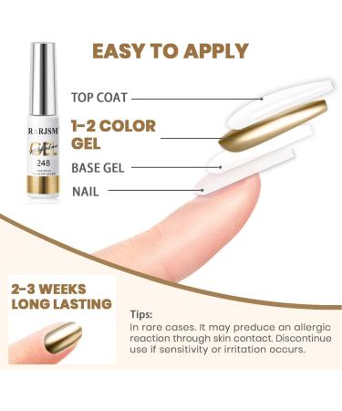 RARJSM Metallic Nail Art Gel Liner Bronze Gold Mirror Chrome 3D Effect 8ml Build in Thin Brush Metal Painting Drawing Striper Thin Brush Gel Polish Soak off UV LED Curing Requires for Home Salon Mirror Bronze Gold - Buy Online on GoSupps.com