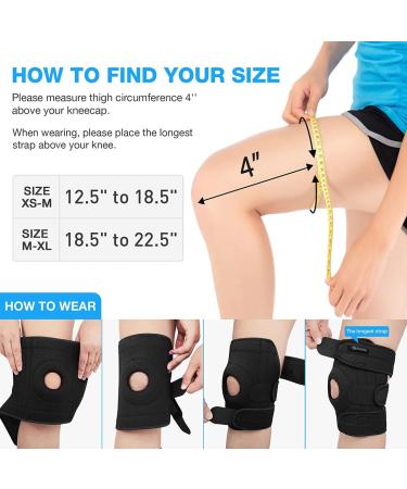 AVIDDA Adjustable Knee Support with Open-Patella Design - Black (XS-M) | 1 Pair - For Joint Pain, Sports Injury Rehabilitation - 3 Straps for Knee Circumference 12.5 to 18.5 - Buy Online on GoSupps.com