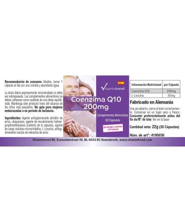 Co-Enzyme Q10 200 mg - 30 Vegan Capsules | High Dose Monthly Pack | Vitamintrend - Buy Internationally - Buy Online on GoSupps.com