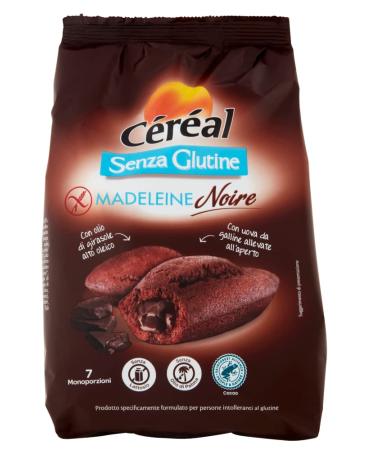 Italian Gourmet E.R. Cereal Madeleine Noir Senza Glutine Sweet Snack with Gluten Free Cocoa Filling 200 g Bag