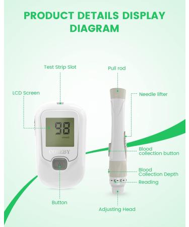 Blood Glucose Monitor G-666B Testing Kit with 100 Test Strips and Lancets - Portable Smart Blood Sugar Test Kit for Home Use - Buy Online on GoSupps.com