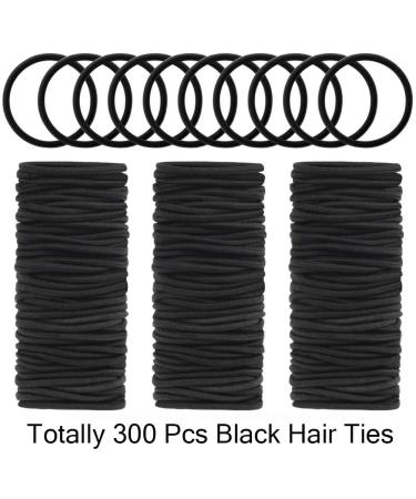 300 Pieces Black Hair Ties - Elastic Headbands for Thick Curly Hair | Ponytail Holders & Hair Accessories for Women & Girls - Buy Online on GoSupps.com