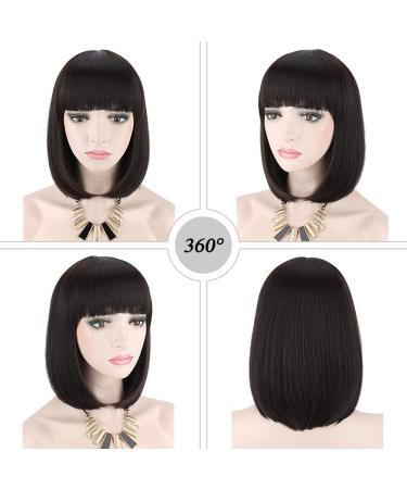 Kalyss Synthetic Short Dark Brown Bob Wig for Women - Natural Straight Daily Hair Wig for Cosplay & Parties - Buy Online on GoSupps.com