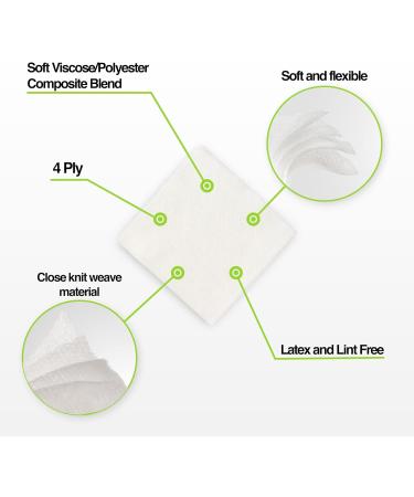 Posi Pulse 7.5cm x 7.5cm 200ct Non-Sterile Gauze Swabs - 4 Ply Non-Woven Blend - Soft Strong Smooth Viscose/Polyester - Latex Free - CE Certified - White Gauze for Wound Dressing - Buy Online on GoSupps.com