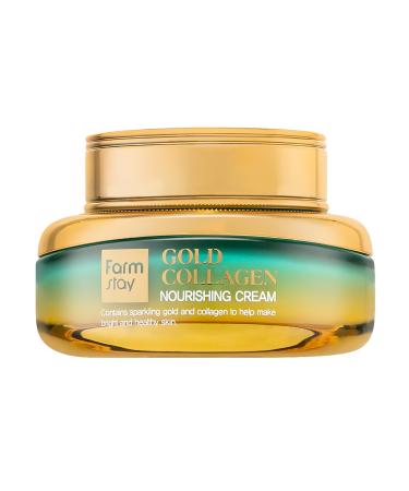 FARMSTAY Gold Collagen Nourishing Cream - Collagen Cream for Vibrant Skin - Face Moisturizer for Skin Elasticity - Strengthens Skin Barrier - 1.85 oz