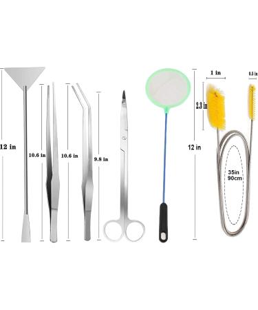 Lxiyu 7 in 1 Stainless Steel Aquarium Aquascaping Tools Kit for Tank Clean & Aquascape - Tweezers, Scissors, Scrapers and more - Buy Online on GoSupps.com