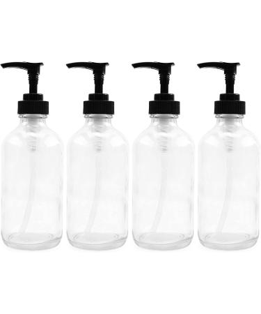 8oz Clear Glass Pump Bottles (4-Pack) - Ideal for Essential Oils, Lotions, and Soaps - Buy Online on GoSupps.com