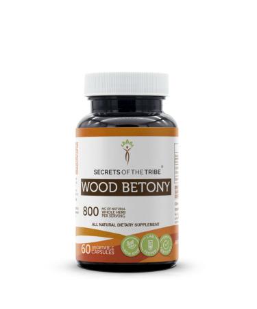 Secrets of the Tribe Wood Betony 60 Capsules 800 mg Wood Betony (Stachys officinalis) Dried Top (60 Capsules) 60 Count (Pack of 1)