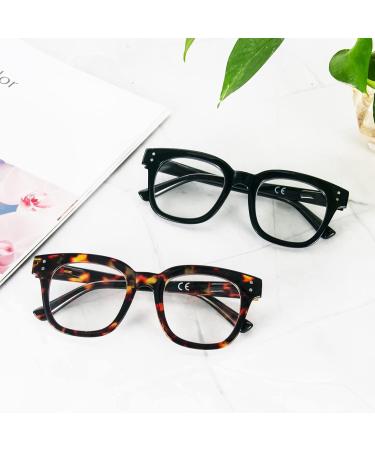 MMOWW 2 Series Pack Reading Glasses for Women - Rectangular Oversized Fashionable Anti-Glare - Black & Turtle 1.0x - Buy Online on GoSupps.com