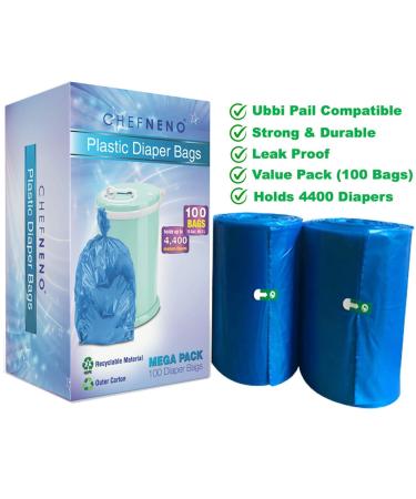 Disposable Diaper Pail Refill Plastic Bag (100 count) Compatible with Ubbi Diaper Bag Pail 13 Gal Capacity Diaper Pail Bag Fits 8 Gallon Medium Kitchen Trash Bag Heavy Duty Large Garbage Bag  100 Bags Blue - Large - Buy Online on GoSupps.com
