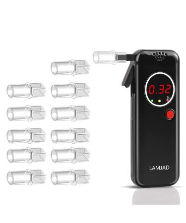 LAMJAD Breathalyzer, Portable Alcohol Tester with 12 Mouthpieces and 1 Cloth Bag, Professional Tester with Digital LCD Display Screen, Police Grade High Accuracy (AD6000NS)