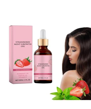zzqclp Strawberry Mint Hair Oil, Natural Rosemary Essential Oil for Hair Growth, Thickening Serum Oil for Thin, Dry, Damaged Hair