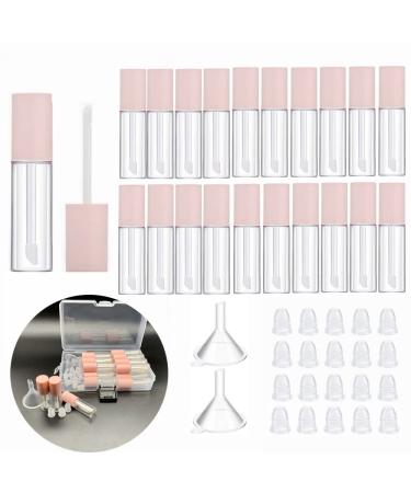 3.5ML Mini Lip Gloss Tubes Empty With Wand Pink Diy Lipgloss Making Kit for Small Businesses Refillable Lip Gloss Containers Set for Girls(20pcs in One Box) Pink-20