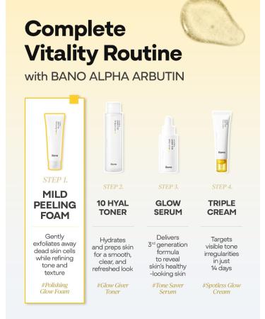 Bano Alpha Arbutin Mild Peeling Foam PHA LHA Salicylic Acid Exfoliating Cleanser | Glow & Uneven Tone | Korean Skincare for Sensitive Skin | Fragrance-Free | 4.05 fl oz - Buy Online on GoSupps.com