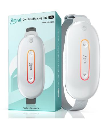 Slimpal Cordless Heating Pad with Massager Portable USB Heating Pad for Cramps Pain Relief Electric Fast Heating Wrap Belt Gifts for Women White