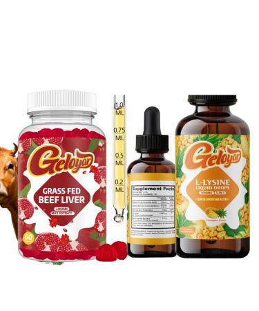 Geloyar L-Lysine Liquid Drops & Grass Fed Beef Liver Gummies