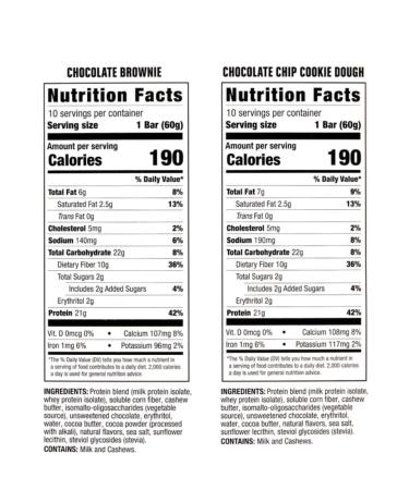10 Pack Protein Bars Chocolate Chip Cookie Dough CHOCLATE BROWNIE - Buy Online on GoSupps.com