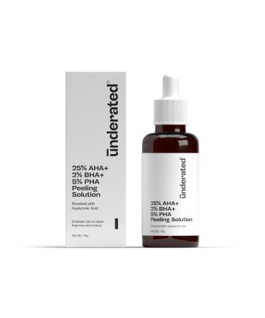 Underated Exfoliating Peeling Solution with 25% AHA 2% BHA 5% PHA | Gently Resurfaces & Smoothens Skin Texture | Face Serum for Glowing Skin | 20ml