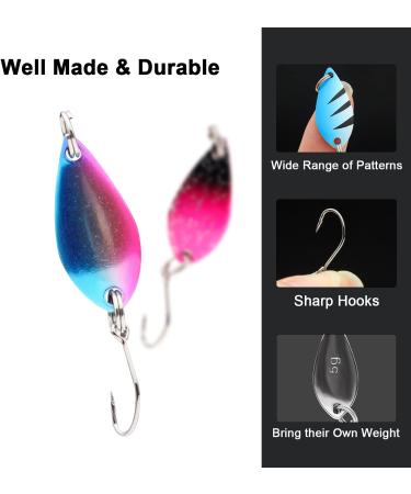 FREGITO Fishing Lures 12pcs Colorful Casting Spinner Hard Baits Tackle with Single Hook - Trout Bass Salmon Freshwater Saltwater - Metal Hooks - Multiple Colors - Buy Online on GoSupps.com
