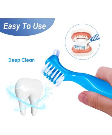 Premium 3-Piece Denture Cleaning Brush Set with Multi-Layered Bristles - Blue - Buy Online on GoSupps.com