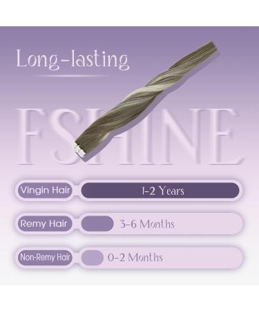 FSHINE Virgin Tape Extensions - Real Hair 55cm Highlight Light Brown to Blonde 10 Pieces #7/7/Icy Injected Smooth Tapes - Buy Online on GoSupps.com