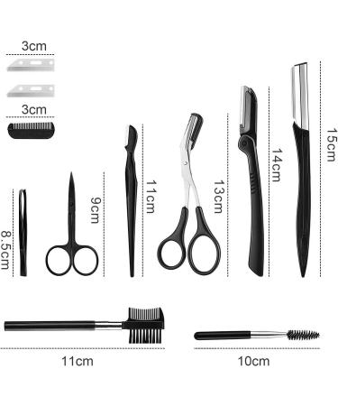 11PC Eyebrow Grooming Set - Tweezers Razors Brushes & Scissors for Perfect Eyebrow Shapes | International Shipping Available - Buy Online on GoSupps.com