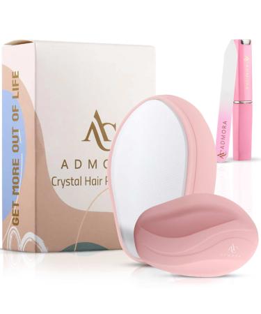Crystal Hair Eraser ADMORA Crystal Hair Remover Nano Crystal Painless Exfoliation Hair Removal Tool for Men and Women Fast & Easy Hair Removal Stone Soft Smooth Silky Skin with Nail Filer Pink