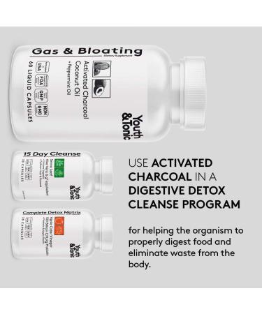 Organic Activated Charcoal Pills with Peppermint for Bloating & Gas Relief | Liquid Capsules for Digestive Health | Natural Detox for Men & Women - Buy Online on GoSupps.com