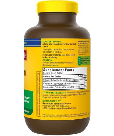 Adventure Home Calcium 750 mg with Vitamin D3 and K Dietary Supplement for Bone Support 300 Tablets+Better Guide Vitamins Supplements Book Free - Buy Online on GoSupps.com