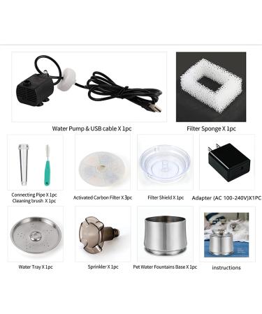 JJYPET 84oz/2.5L Stainless Steel Cat and Dog Water Fountain with Ultra-Quiet Pump and Filters for Multiple Pets - Buy Online on GoSupps.com