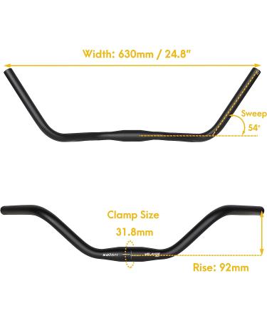 Satori 31.8mm Flat Handlebar for Trekking & Commuting Bikes | Swept-Back Design | Rise 92mm | Sweep 40 | Width 630mm - Buy Online on GoSupps.com