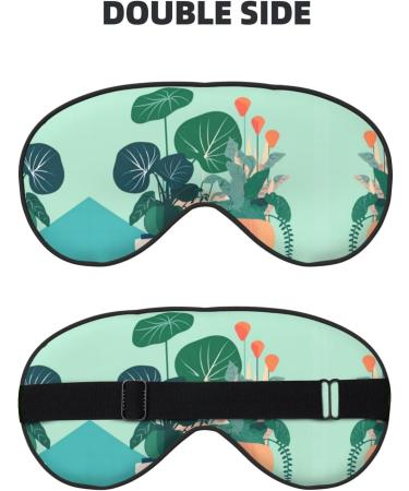 Indoor Cartoon Potted Green Plants Eye Mask - Soft Elastic & Adjustable Sleep Mask for Men & Women - Comfortable Black Design - Buy Online on GoSupps.com