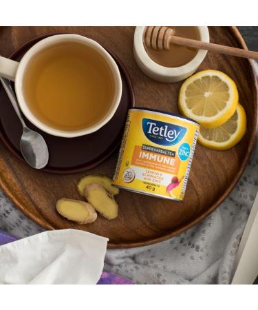 Tetley's Rich Full - Flavoured Decaffeinated 100% Rainforest Alliance and Kosher Certified Orange Pekoe (Black) Tea & Super Herbal Immune Tea: Lemon & Echinacea with Zinc Tea 80 teabags + Lemon & Echinacea - Buy Online on GoSupps.com