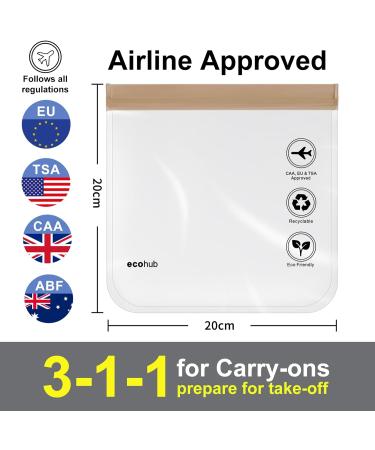 ECOHUB TSA Approved Airport Liquid Bag 20x20cm - Clear Toiletry Bag for Travel - Men and Women - Airline Approved Zip Lock Bags - Light Brown - Buy Online on GoSupps.com