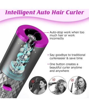 Portable Automatic Rotary Curling Iron - Cordless Hair Curler | Fast Heating Rechargeable Styling Tool for Effortless Curls - Buy Online on GoSupps.com