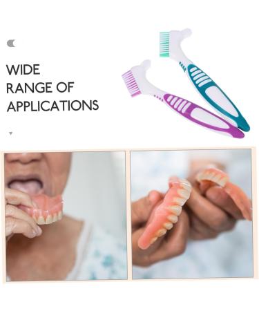 Minkissy 2-Piece Prostheses Cleaning Brush Set | Double-Sided Toothbrush for Braces & Prosthetics | Portable Double Head Brush for Ultimate Oral Care - Buy Online on GoSupps.com