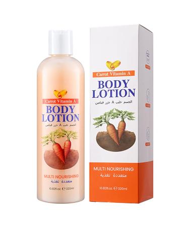 Carrot Moisturizing Body Lotion for Dry Skin Hydrating & Firming Body Cream with Carrot Vitamin A for Women Hand and Body Moisturizer Non-Greasy Refreshing Quickly Absorbed 320ml/ 10.82 Oz