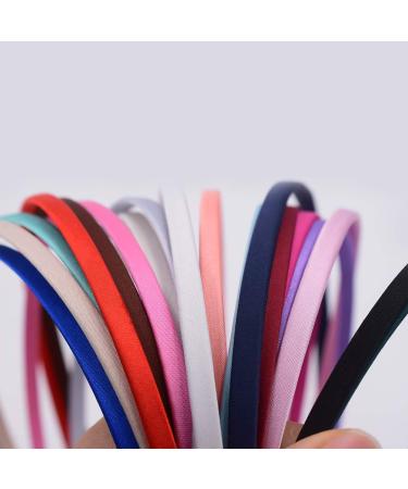 18-Piece Satin Hair Bands Gentle Touch Headbands for Women & Girls 1cm DIY Hair Accessories in 18 Colors - Buy Online on GoSupps.com